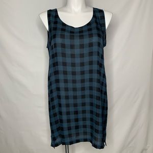 Eileen Fisher Scoop Neck Plaid Print Silk Tunic